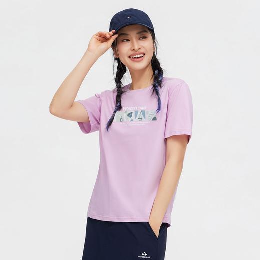 【618特价】拓路者纯棉夏季圆领女式T恤简约印花百搭短袖户外运动体恤衫 商品图3