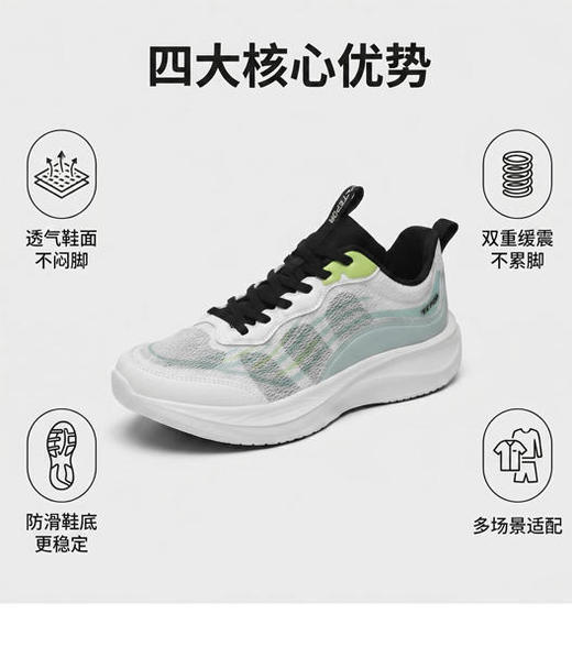 天跑TEPOR2026新款时尚超轻零重力防滑缓震透气舒适情侣款运动跑步网鞋 商品图2
