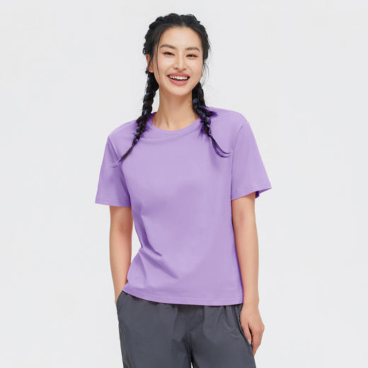 【618特价】【纯棉100%】拓路者T恤女夏款简约短袖上衣套头衫纯色打底衫 商品图10