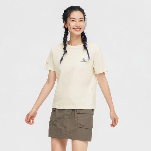 【618特价】拓路者纯棉短袖T恤女装夏季新款圆领印花体恤衫短袖舒适休闲上衣 商品图2