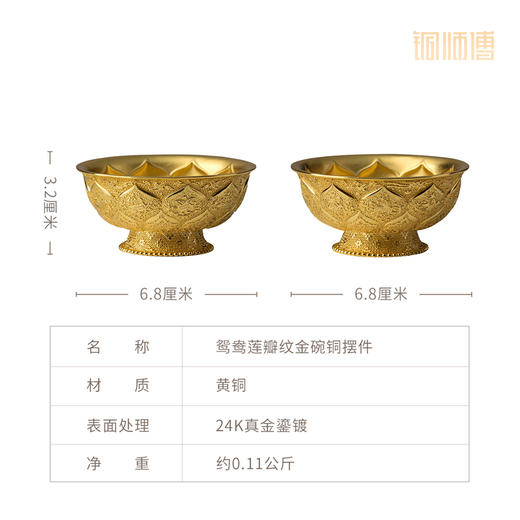 铜师傅 陕西历史博物馆系列《鸳鸯莲瓣纹金碗铜摆件》工艺品摆件 商品图7
