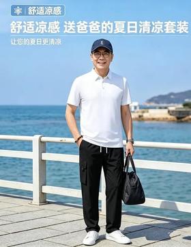 【 冰丝无痕 吸汗透气】斯辰唯佳冰感POLO+防泼工装休闲裤凉感套装