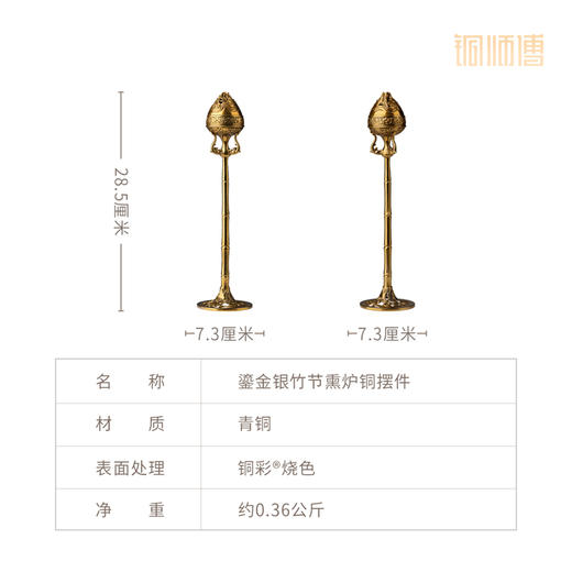 铜师傅 陕西历史博物馆系列《鎏金银竹节熏炉铜摆件》青铜摆件 商品图8