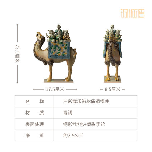 铜师傅 陕西历史博物馆系列《三彩载乐骆驼俑铜摆件》青铜摆件 商品图8
