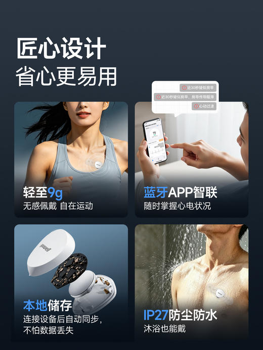 鱼跃动态次抛心电贴心电监护仪心脏监测家用心电图检测仪 商品图2
