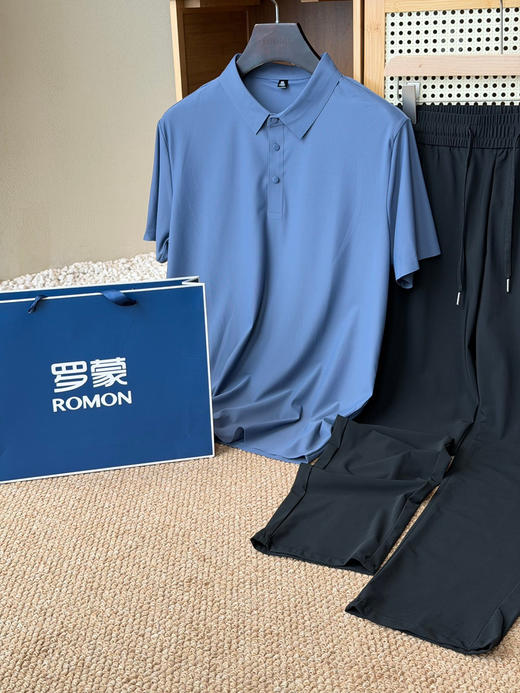 ROMON罗蒙男士冰感无痕轻奢POLO+休闲裤 商品图5