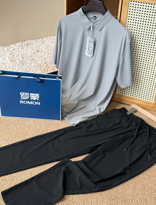 ROMON罗蒙男士冰感无痕轻奢POLO+休闲裤 商品图7