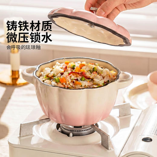 摩登主妇迷你小珐琅铸铁锅家用一人食蒸盅瓦罐汤煲汤炖锅隔水炖盅 商品图2