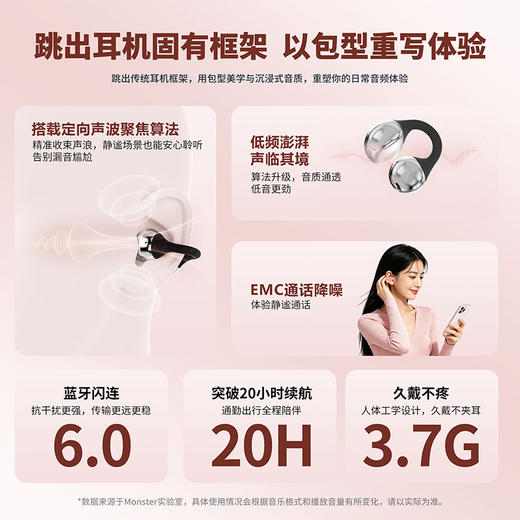 魔声AC739女款包包耳夹式无线蓝牙耳机新款礼盒生日送礼 商品图4