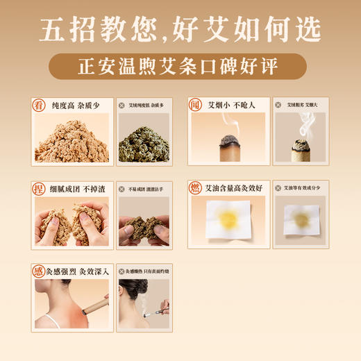 正安国货铺 温煦版蕲春艾条 家用艾灸 温阳常备 温敷调理好物 蕲艾五年陈艾 8支 商品图2
