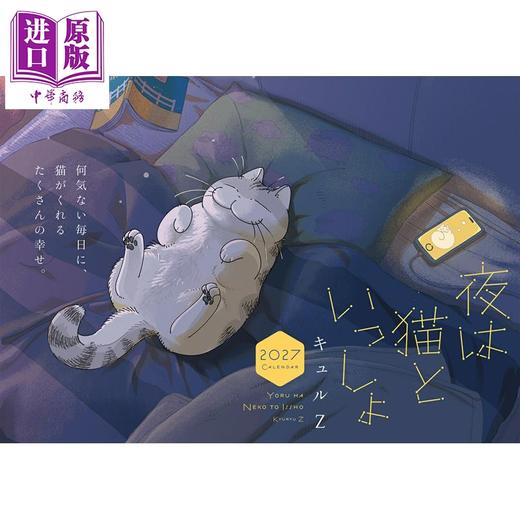 预售 【中商原版】与猫共度的夜晚 2027年日历 日文原版日韩 夜は猫といっしょ 2027 CALENDAR 商品图0