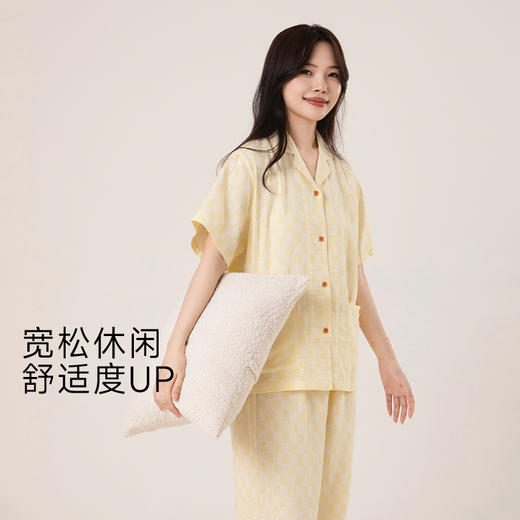 宜色家 格调家·短袖套装 情侣款睡衣 家居服 上下装套装 A类 全棉纱布透气面料 商品图7