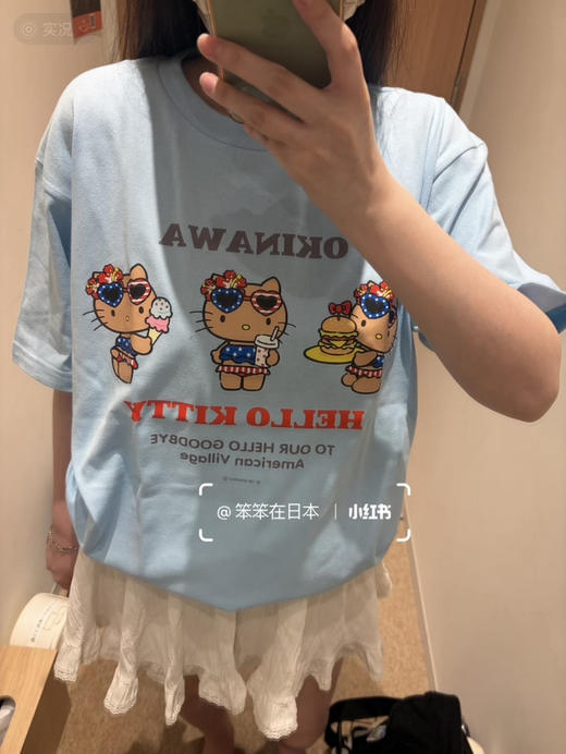 日单26冲绳美国村Kitty黑皮短袖T恤052703 商品图4
