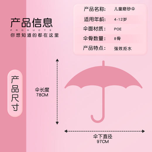 【下雨天出行无忧】凯蒂猫正版授权雨伞 小清新可爱卡通折叠伞 女生高颜值磨砂雨伞 学生儿童自动雨伞 透明雨伞 商品图6