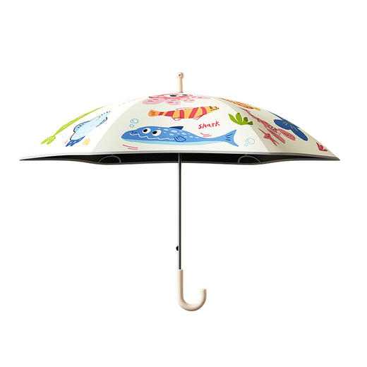 【童趣儿童伞 快乐出行】晴雨两用儿童圆角雨伞 滚轮长柄雨伞 男女孩上学专用 安全黑胶防晒 儿童折叠雨伞 下雨天必备 商品图5