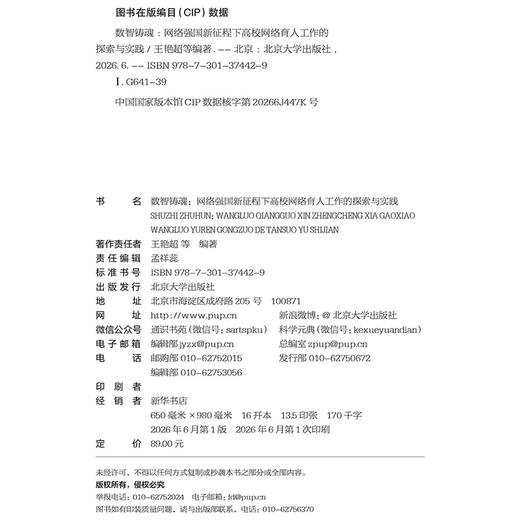 数智铸魂：网络强国新征程下高校网络育人工作的探索与实践 王艳超 等 编著 北京大学出版社 商品图2