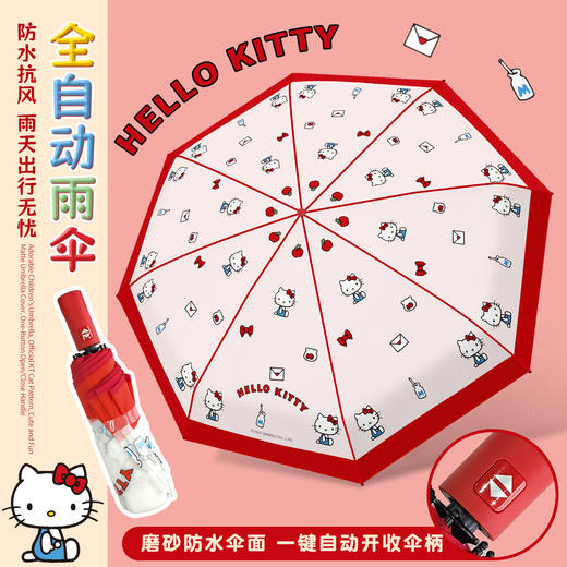 【下雨天出行无忧】凯蒂猫正版授权雨伞 小清新可爱卡通折叠伞 女生高颜值磨砂雨伞 学生儿童自动雨伞 透明雨伞 商品图0