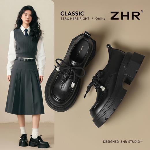 ZHR则则复古厚底增高6cm串珠乐福鞋单鞋高跟女鞋2026新款小皮鞋女★ 商品图1