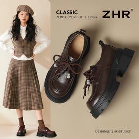 ZHR则则复古厚底增高6cm串珠乐福鞋单鞋高跟女鞋2026新款小皮鞋女★