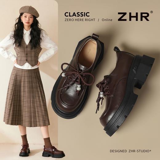 ZHR则则复古厚底增高6cm串珠乐福鞋单鞋高跟女鞋2026新款小皮鞋女★ 商品图0