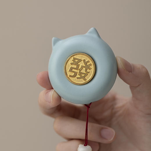 汝山明 招财猫转不停 汝瓷创意手把件儿摆件礼品-分销 商品图1