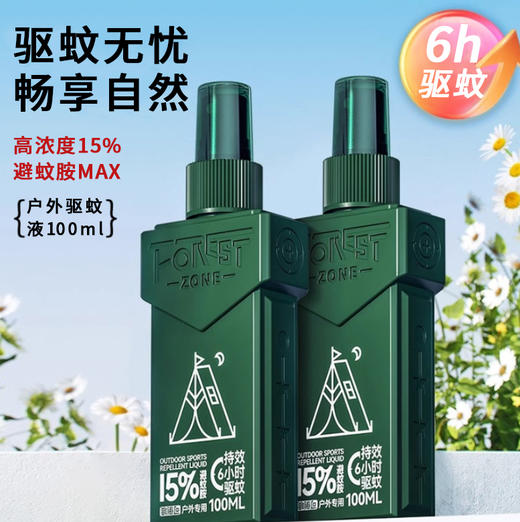 森林地带 驱蚊液喷雾 户外专用 持续6小时防蚊 15%避蚊胺肩章款可倒喷设计 商品图7