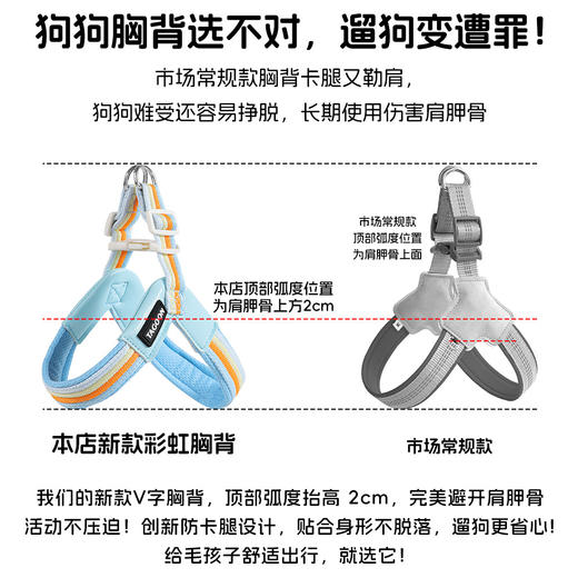 新款V型狗狗胸背带遛狗防挣脱狗狗胸带比熊博美外出神器宠物用品 商品图2
