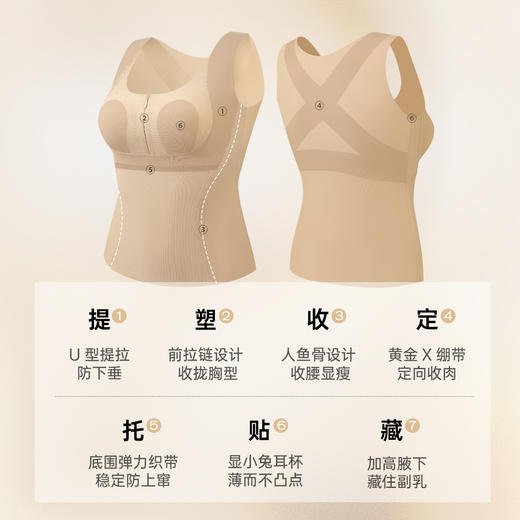 润微背心女大胸显小前拉链提拉防下垂免穿文胸外穿内搭无痕显瘦  一拉美体四季款 商品图2