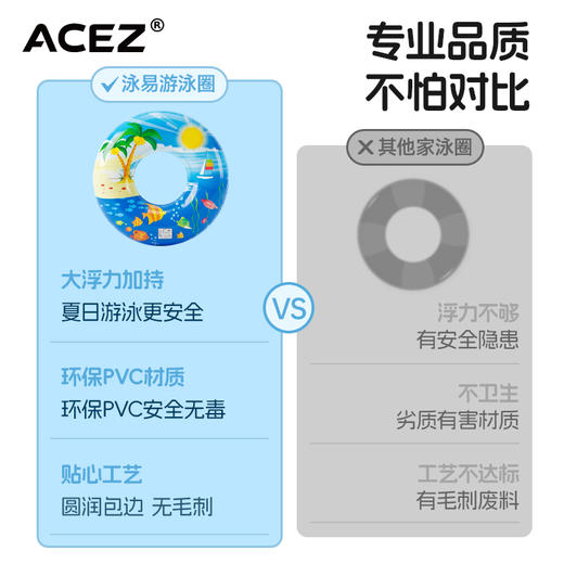 游泳圈儿童加厚救生圈浮圈防侧翻沙滩网红泳圈水上充气玩具腋下圈 商品图2