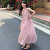 西遇韩系粉色背心连衣裙女2026年夏季新款V领细大摆休闲吊带长裙SS060535 商品缩略图4