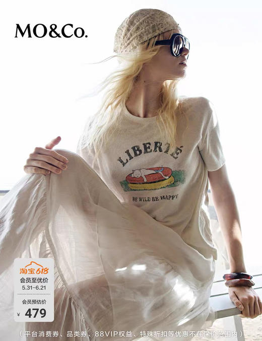 MOCO女士猫咪印花圆领T恤062201 商品图7