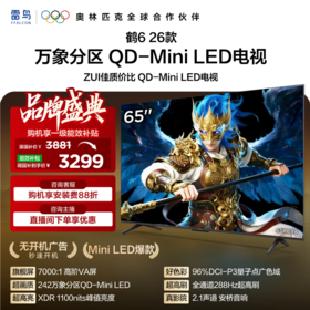 【FFALCON雷鸟】鹤6 26款 65英寸 万象分区QD-MiniLED1100nits 高阶VA安桥音响288Hz高刷 65R69A