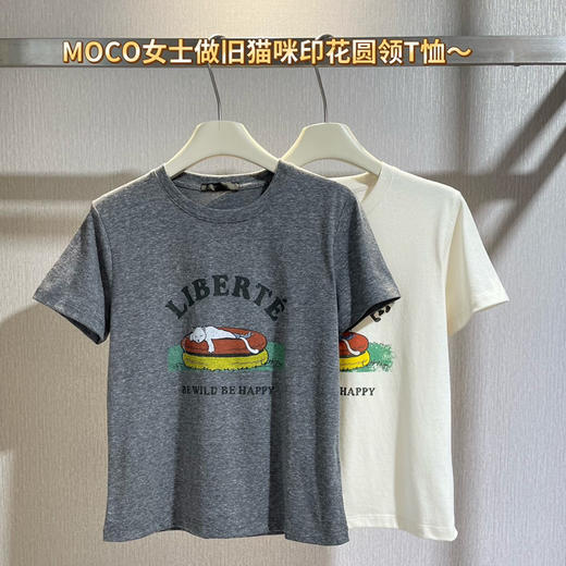 MOCO女士猫咪印花圆领T恤062201 商品图3