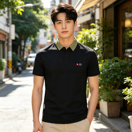 瑞士军工SWISS MILITARY  夏季高品质无痕冰丝男士翻领POLO衫 商品图4