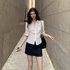 【时髦知识分子风】卷卷紫中袖收腰气质衬衫 棉麻混纺亲肤透气 系带收腰显瘦遮肉百搭（爆款！3-4天内发货哦！） 商品缩略图4