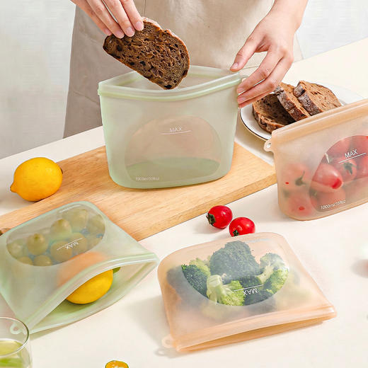 摩登主妇硅胶保鲜袋食品级密封袋可微波炉加热家用冰箱冷冻收纳袋 商品图4