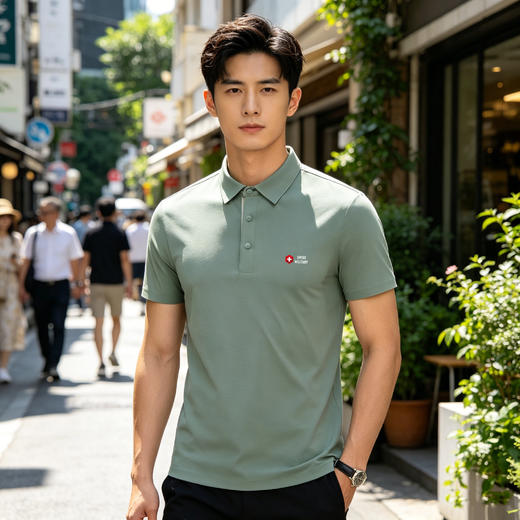瑞士军工SWISS MILITARY  夏季高品质无痕冰丝男士翻领POLO衫 商品图8