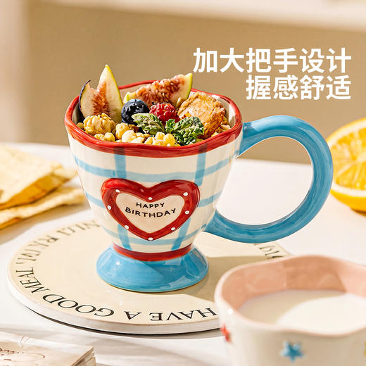 摩登主妇釉下彩马克杯高脚陶瓷杯生日礼物家用水杯早餐杯咖啡杯子 商品图3