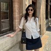 【时髦知识分子风】卷卷紫中袖收腰气质衬衫 棉麻混纺亲肤透气 系带收腰显瘦遮肉百搭（爆款！3-4天内发货哦！） 商品缩略图0