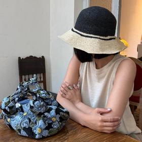 高奢定制 手工编织 低碳美学 法式撞色草帽