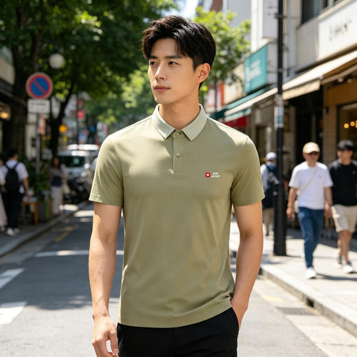 瑞士军工SWISS MILITARY  夏季高品质无痕冰丝男士翻领POLO衫 商品图5