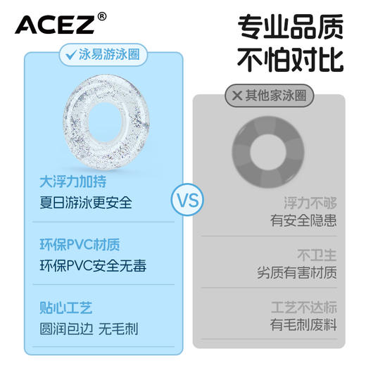 透明亮片游泳圈成人儿童加大加厚男女救生圈充气腋下圈大人游泳装备 商品图1