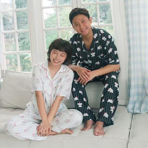 男女士天丝混纺睡衣套装 夏季薄款情侣家居服 凉感亲肤柔滑 商品图0