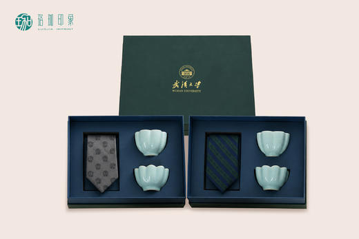 武大珞珈福在眼前领带汝窑对杯茶杯丝瓷套盒 商品图0