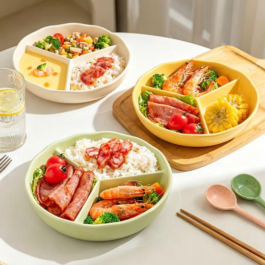 摩登主妇分格餐盘三格蒸菜盘电饭煲蒸笼盘子减肥减脂宝宝辅食餐盘 商品图4