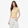 西遇蕾丝花边大领口短袖T恤女2026夏新款修身木耳边纯欲短款上衣SS060552 商品缩略图4