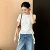 西遇假两件蕾丝吊带短袖T恤女2026夏季圆领侧边长飘带收腰上衣SS060550 商品缩略图1