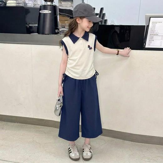 【清爽显瘦❗️气质百搭】女童夏季套装纯棉儿童POLO衫阔腿裤宝宝衣服女孩两件套童装女大童。xd★深秘心选 商品图1