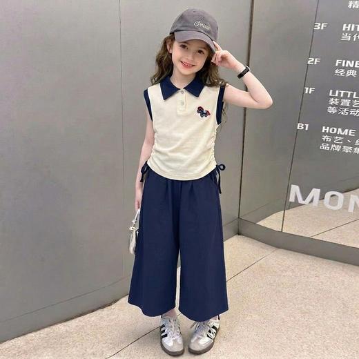 【清爽显瘦❗️气质百搭】女童夏季套装纯棉儿童POLO衫阔腿裤宝宝衣服女孩两件套童装女大童。xd★深秘心选 商品图3