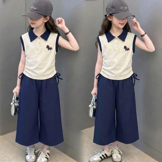 【清爽显瘦❗️气质百搭】女童夏季套装纯棉儿童POLO衫阔腿裤宝宝衣服女孩两件套童装女大童。xd★深秘心选 商品图2